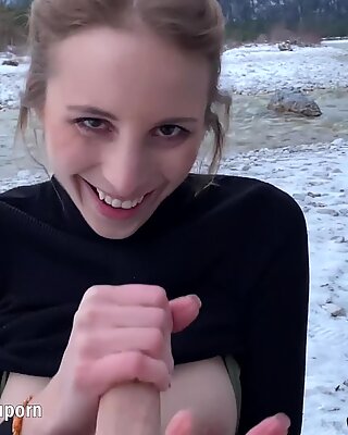 MyDirtyHobby - Busty teen gets a huge cumshot while fucking in the snow