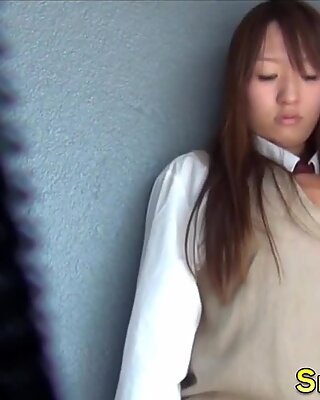 Fingered japanese teen in uniform