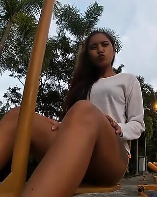 Amateur Thai girlfriend outdoor workout and pov blowjob video
